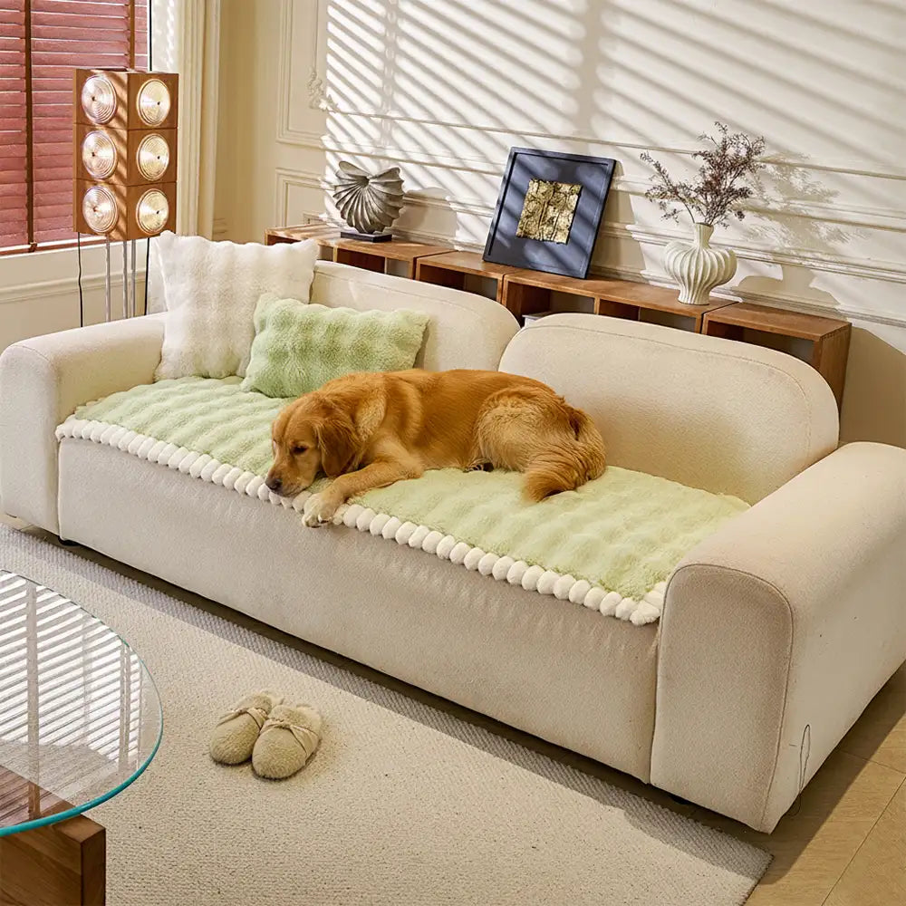 Couvre-canapé en peluche douce en faux lapin, épais, respectueux de la peau et antidérapant.