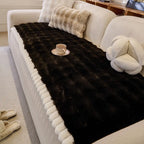 Couvre-canapé en peluche douce en faux lapin, épais, respectueux de la peau et antidérapant.