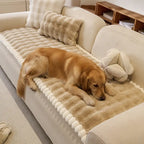 Couvre-canapé en peluche douce en faux lapin, épais, respectueux de la peau et antidérapant.