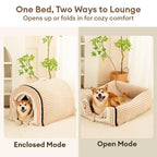 Caverne pour chat et chien en forme de grotte, chaude et douillette, à rayures