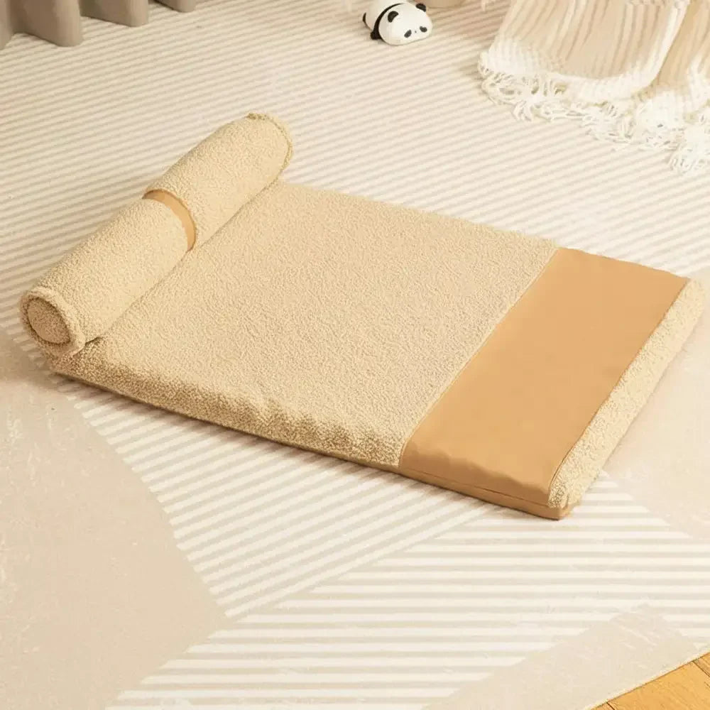 Lit pour chien grande taille en peluche Teddy Fluffy pour sommeil profond - Miel Ambre