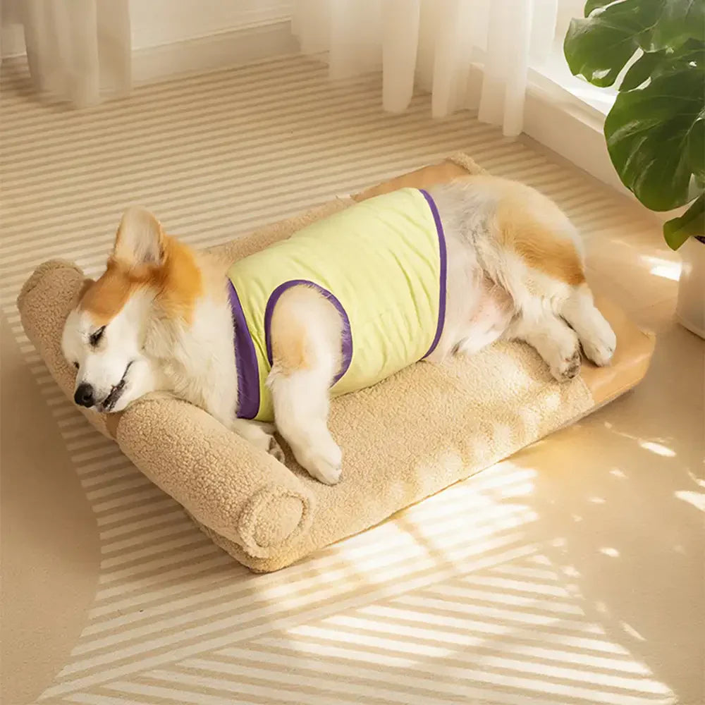 Lit pour chien grande taille en peluche Teddy Fluffy pour sommeil profond - Miel Ambre