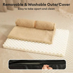 Lit pour chien grande taille en peluche Teddy Fluffy pour sommeil profond - Miel Ambre