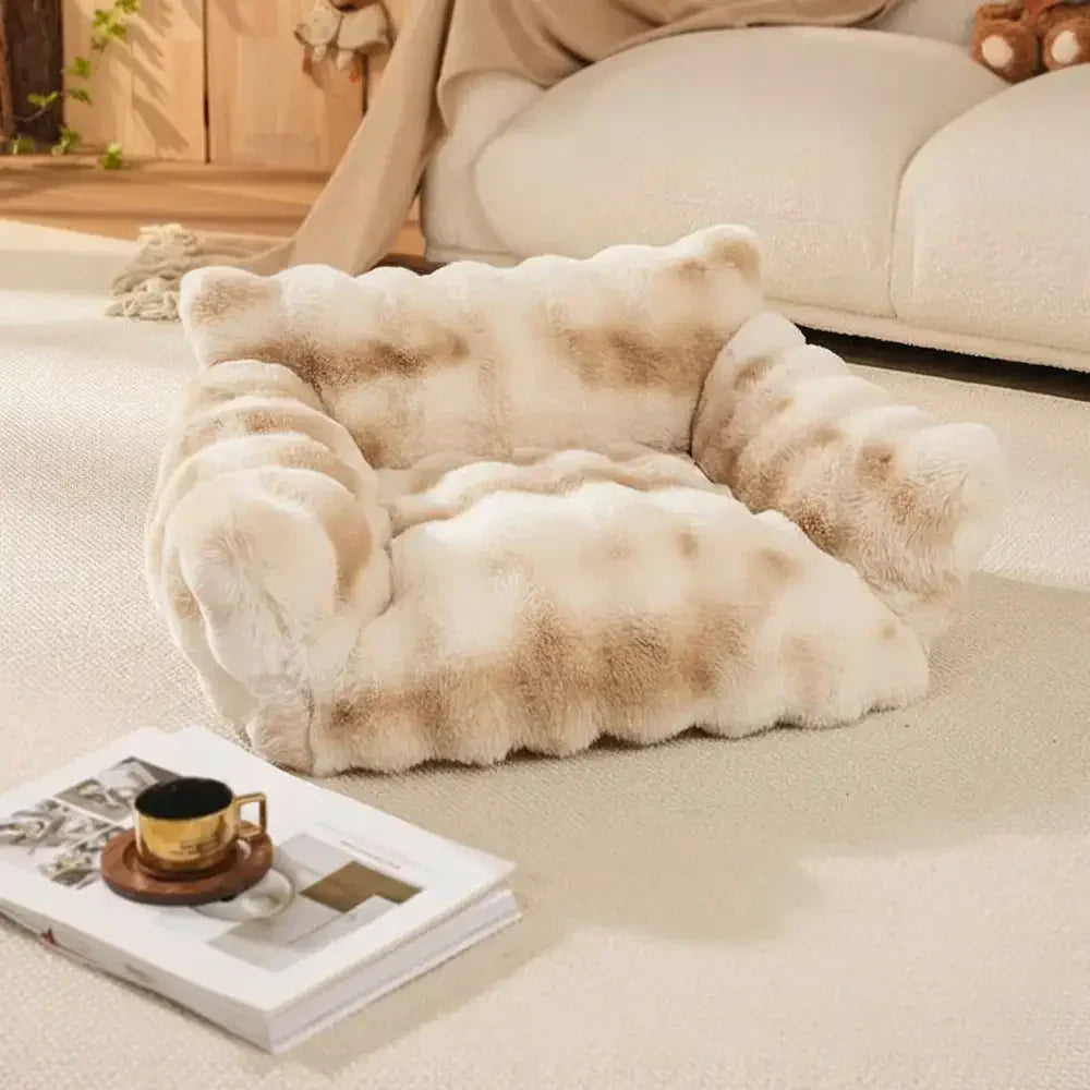 Sofa lit pour chien et chat en peluche floconneuse tie-dye confortable