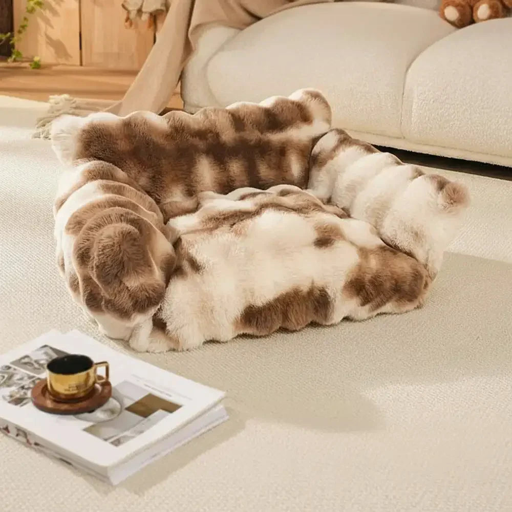 Sofa lit pour chien et chat en peluche floconneuse tie-dye confortable