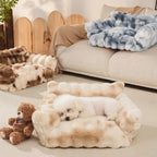 Sofa lit pour chien et chat en peluche floconneuse tie-dye confortable