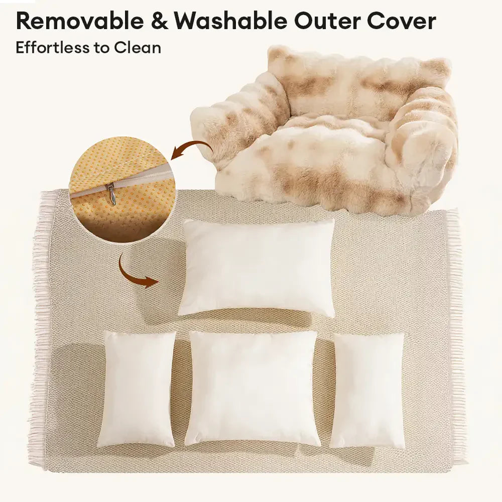 Sofa lit pour chien et chat en peluche floconneuse tie-dye confortable