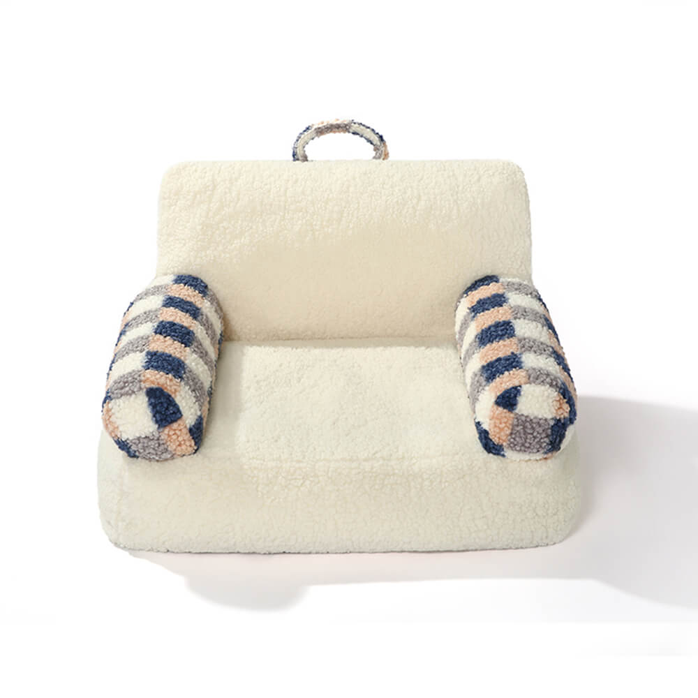 Canapé-lit pour chien et chat apaisant lavable à carreaux vintage