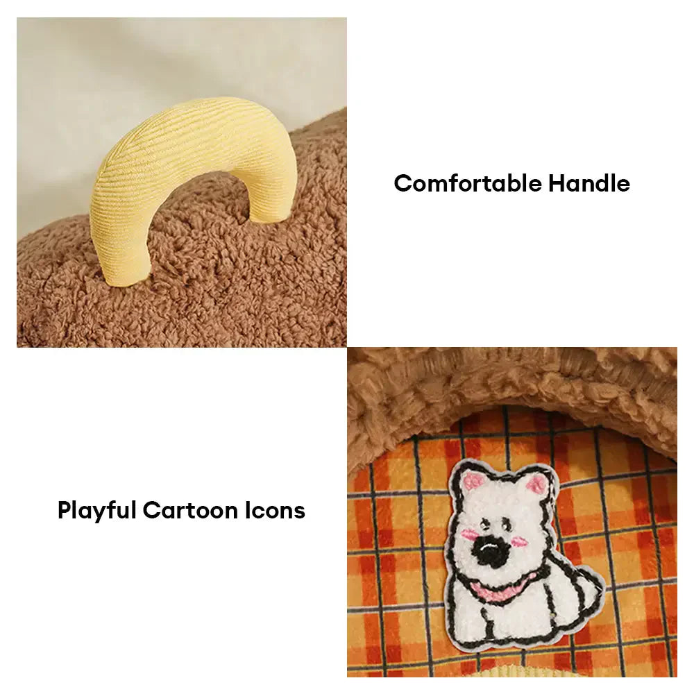 Caverne chat peluche vintage carreaux chaude pliable chien