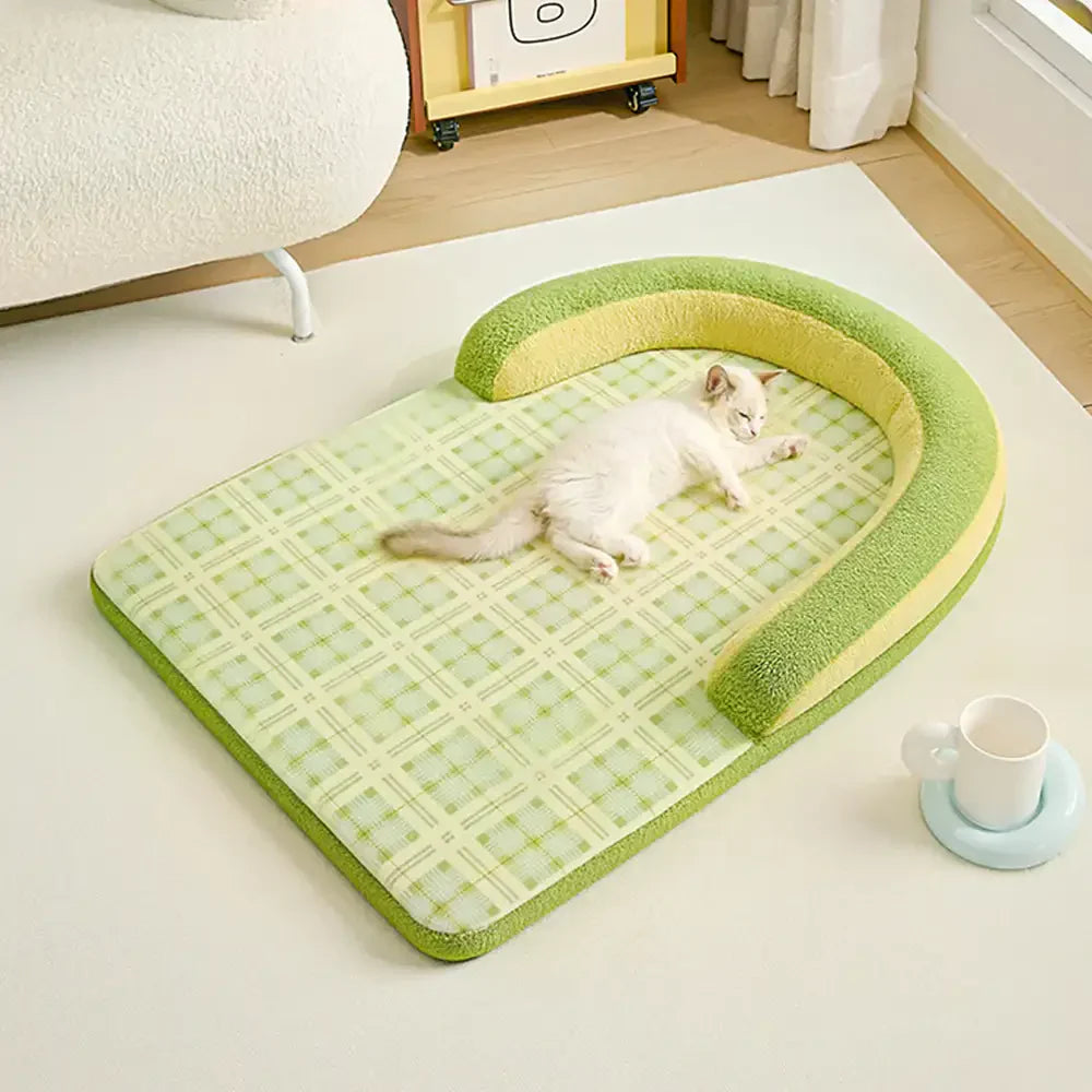 Lit pour chien grand avec protection en épine style plaid vintage