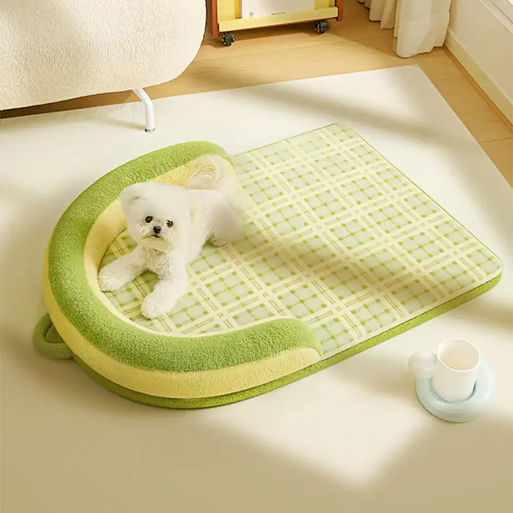 Lit pour chien grand avec protection en épine style plaid vintage