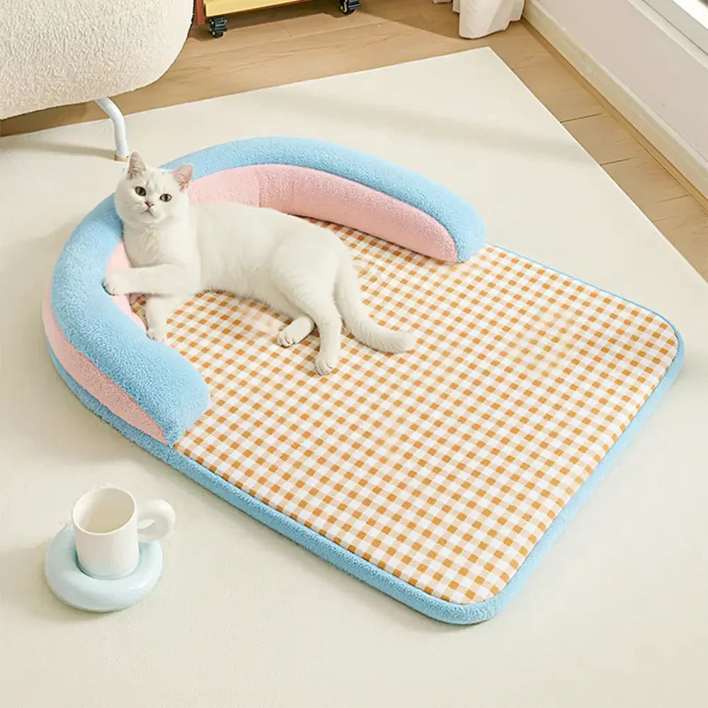 Lit pour chien grand avec protection en épine style plaid vintage