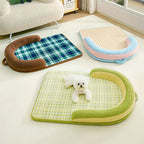 Lit pour chien grand avec protection en épine style plaid vintage