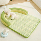 Lit pour chien grand avec protection en épine style plaid vintage