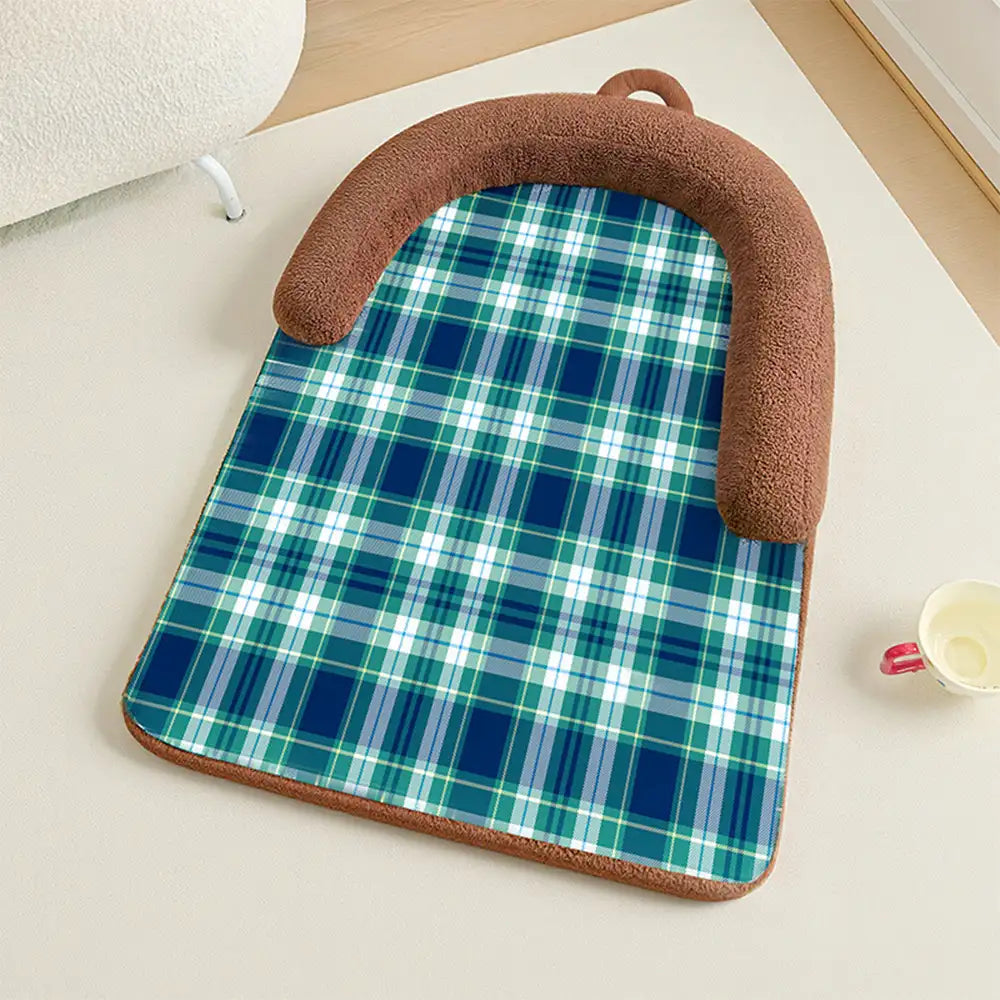 Lit pour chien grand avec protection en épine style plaid vintage