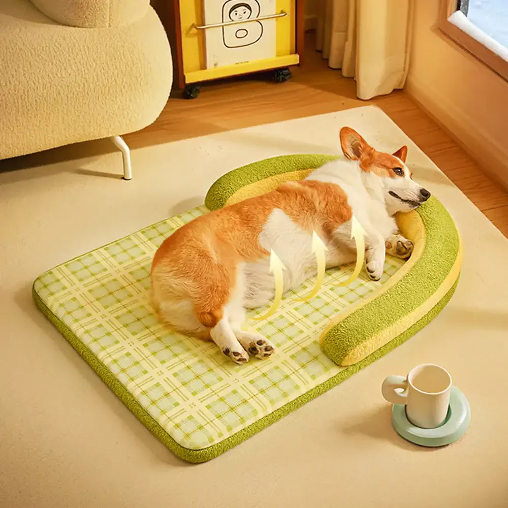 Lit pour chien grand avec protection en épine style plaid vintage