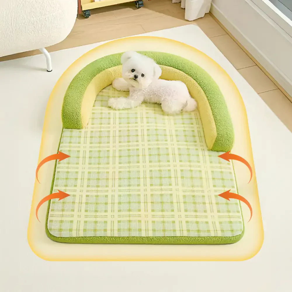 Lit pour chien grand avec protection en épine style plaid vintage