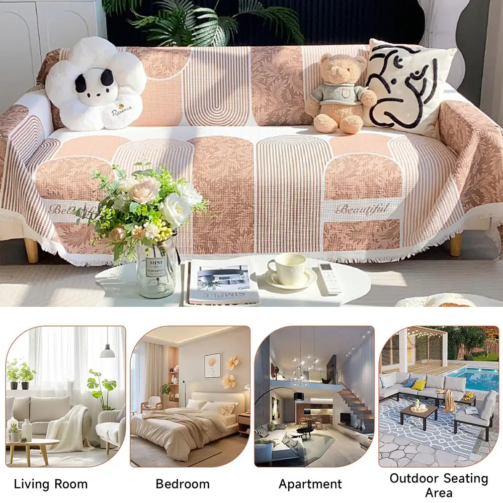 Housse canapé en tissu gaufré respirant doux pour la peau