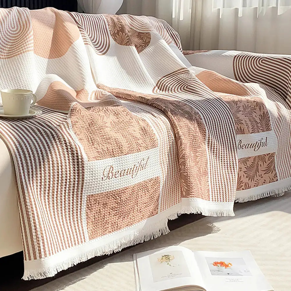 Housse canapé en tissu gaufré respirant doux pour la peau