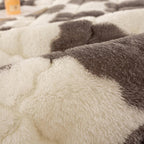 Couverture de matelas en peluche à motifs carreaux et taie d'oreiller