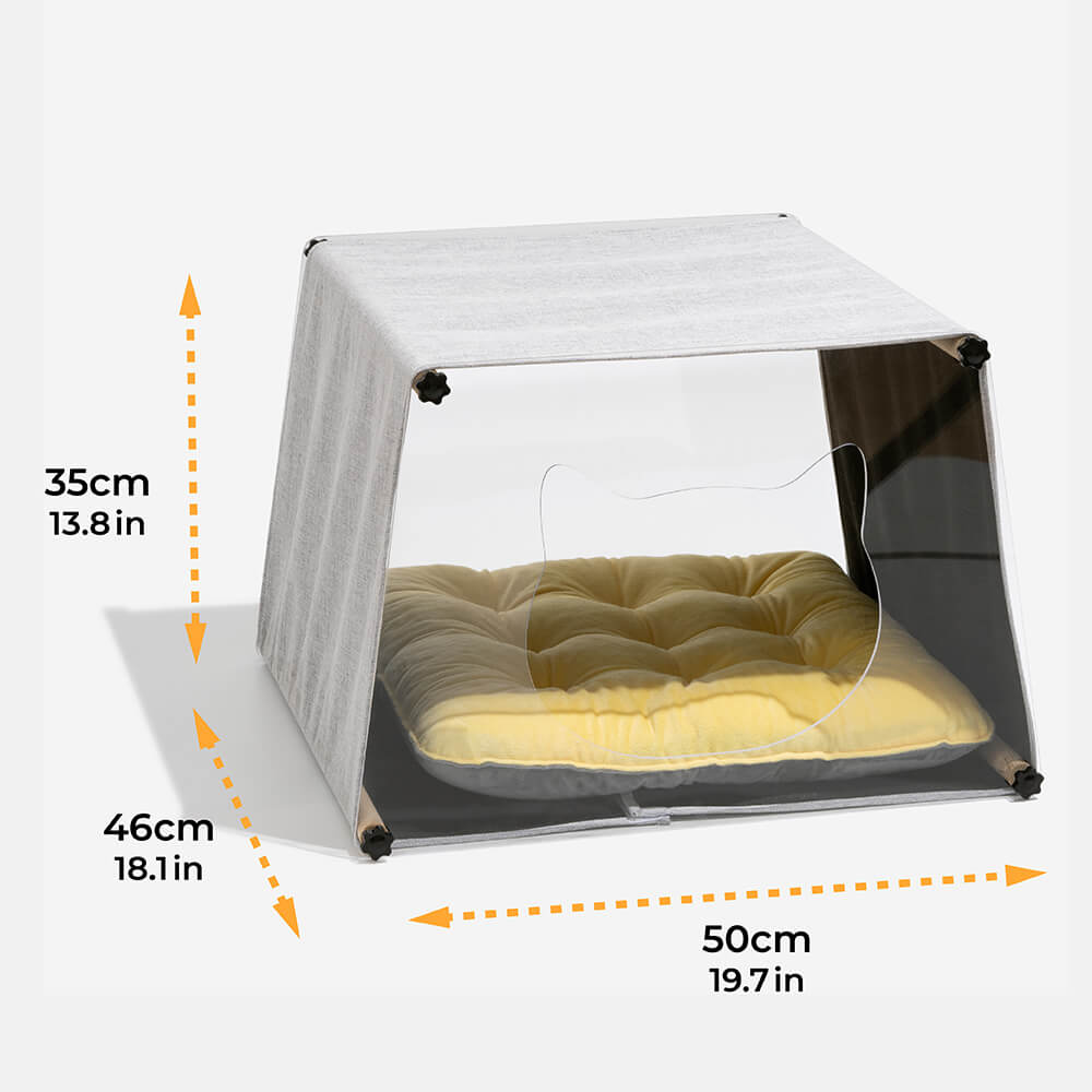 Maison d'intérieur en acrylique avec structure en bois massif pour chat