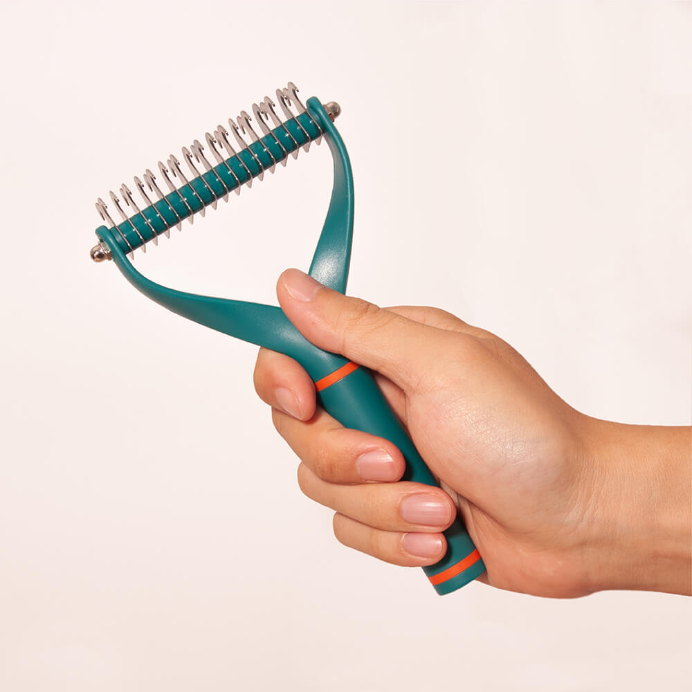 Peigne démêlant sécurisé pour animaux avec lames double face-Exclusif app