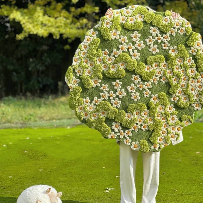 Tapis pour animaux en laine tufier à la main - Petite marguerite