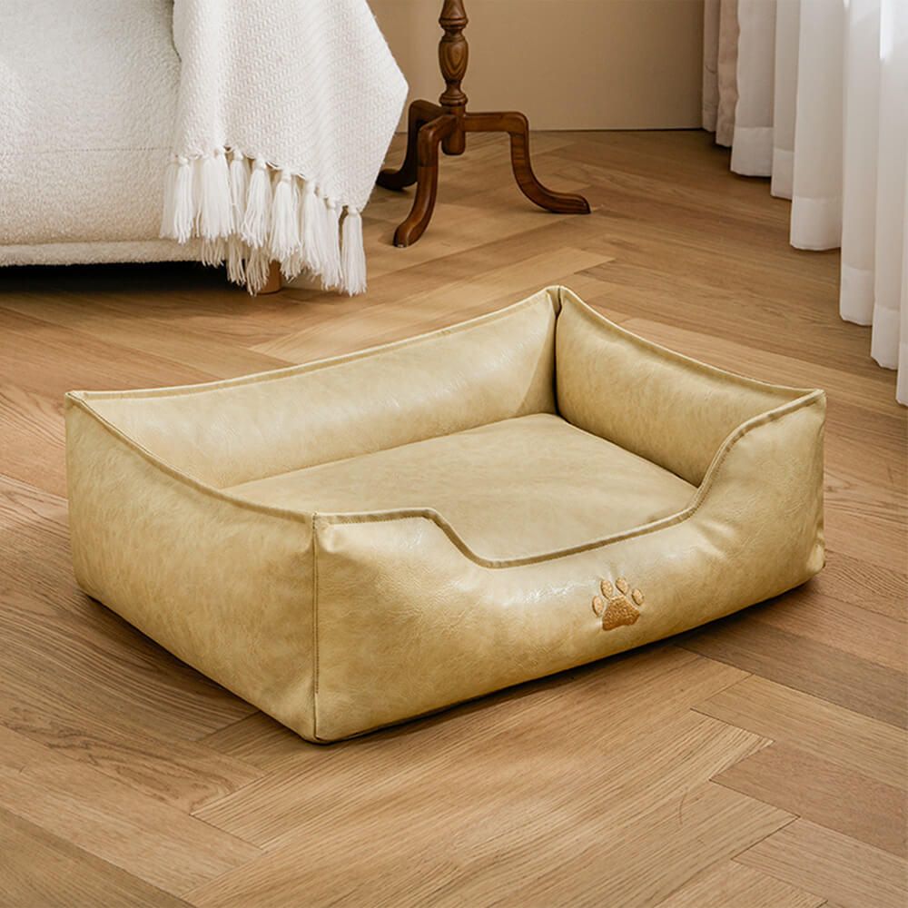 Lit pour chien en simili cuir luxueux imperméable et amovible