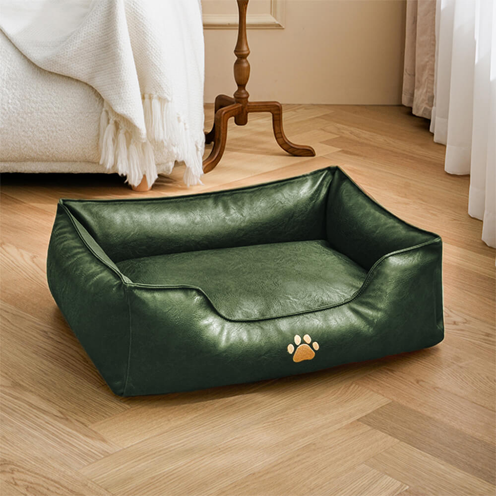 Lit pour chien en simili cuir luxueux imperméable et amovible