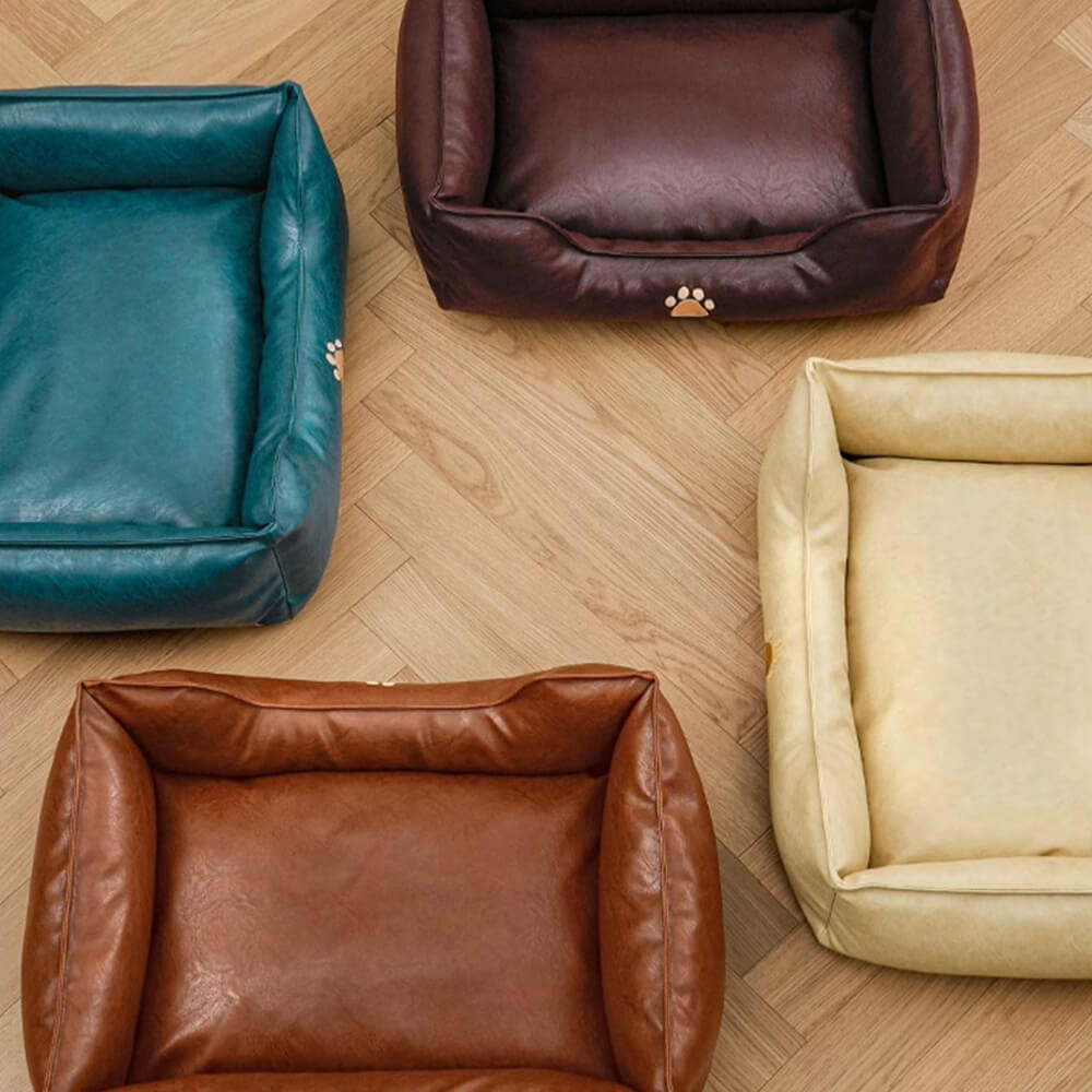 Lit pour chien en simili cuir luxueux imperméable et amovible