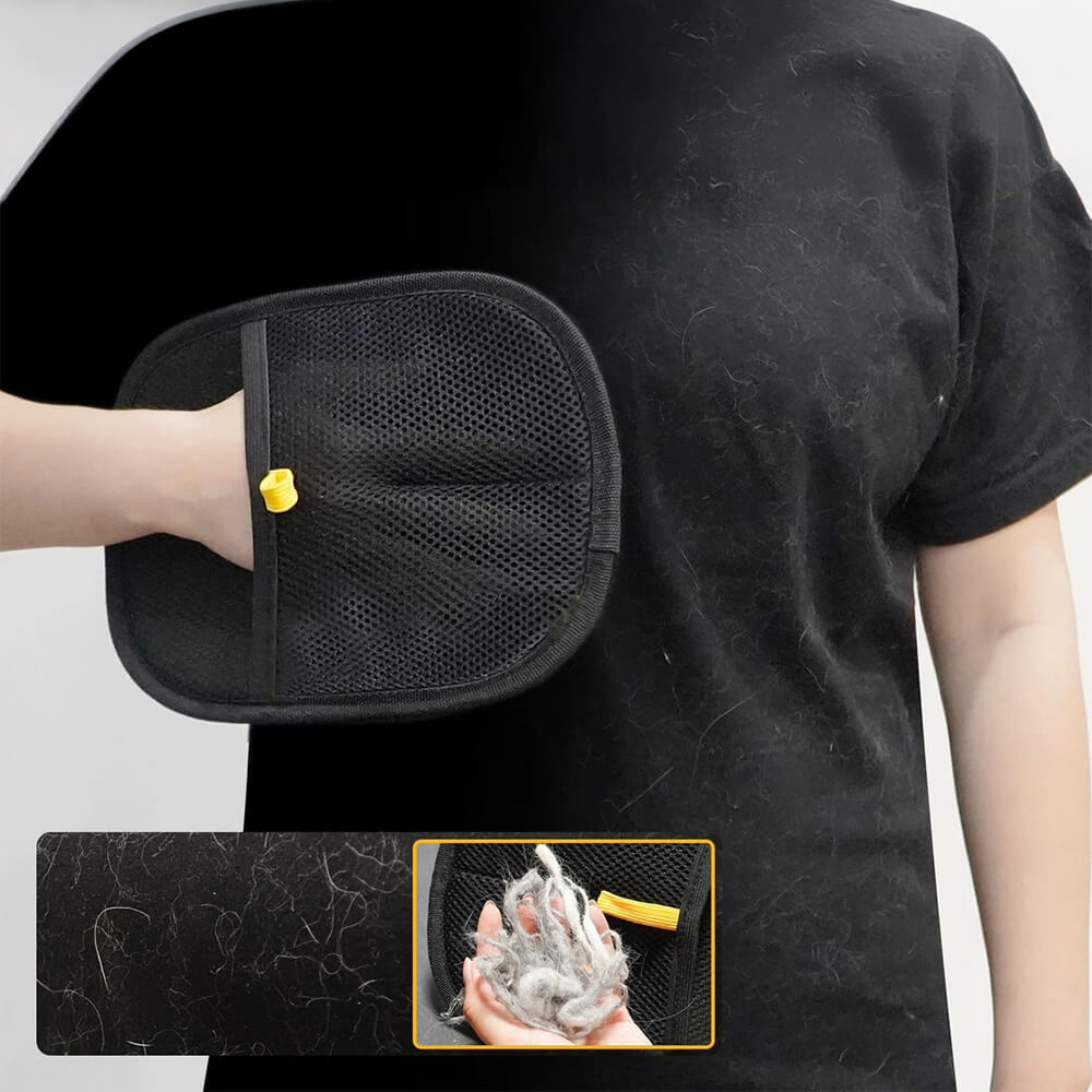 Gant de nettoyage pour poils d'animaux avec fibres électrostatiques double face