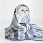 Serviette de bain rayée pour chien et chat absorbante à séchage rapide épaissie et douce