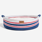 Lit pour chat apaisant à rayures fait main - Nid intemporel