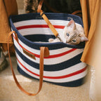 Sac de plage en coton tissé léger fait main transport pour animaux idéal pour les vacances d'été