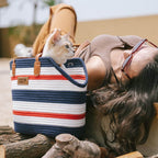 Sac de plage en coton tissé léger fait main transport pour animaux idéal pour les vacances d'été