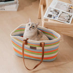 Sac de plage en coton tissé léger fait main transport pour animaux idéal pour les vacances d'été