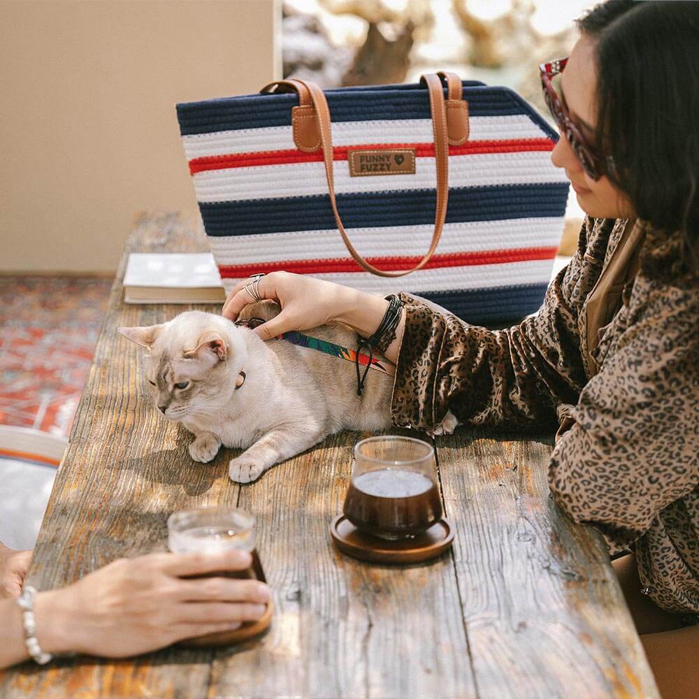 Sac de plage en coton tissé léger fait main transport pour animaux idéal pour les vacances d'été