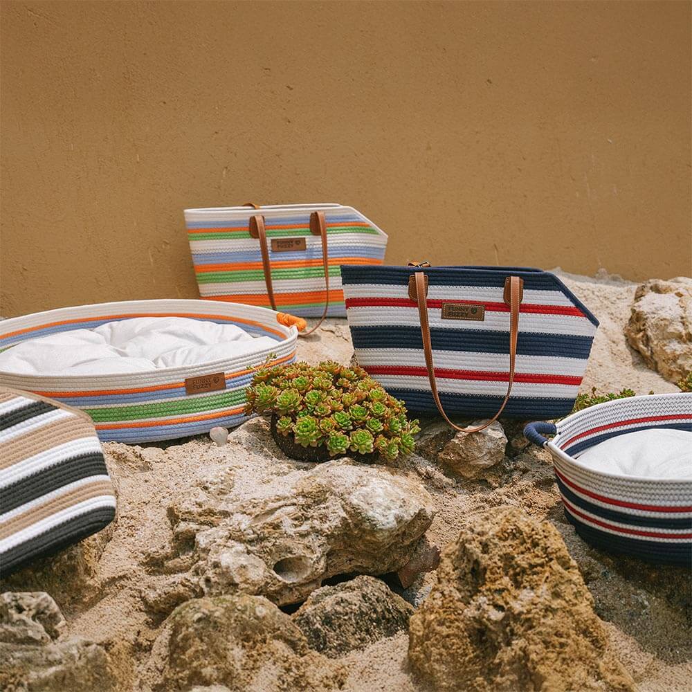 Sac de plage en coton tissé léger fait main transport pour animaux idéal pour les vacances d'été