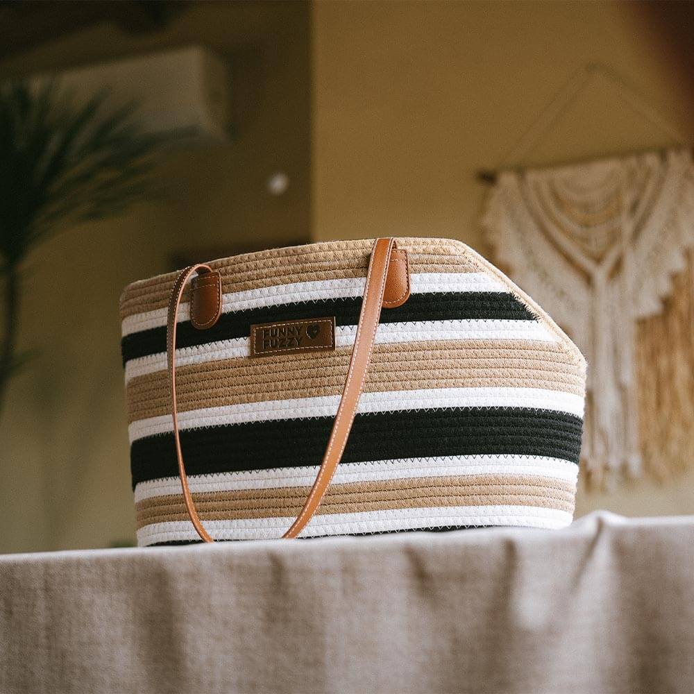 Sac de plage en coton tissé léger fait main transport pour animaux idéal pour les vacances d'été