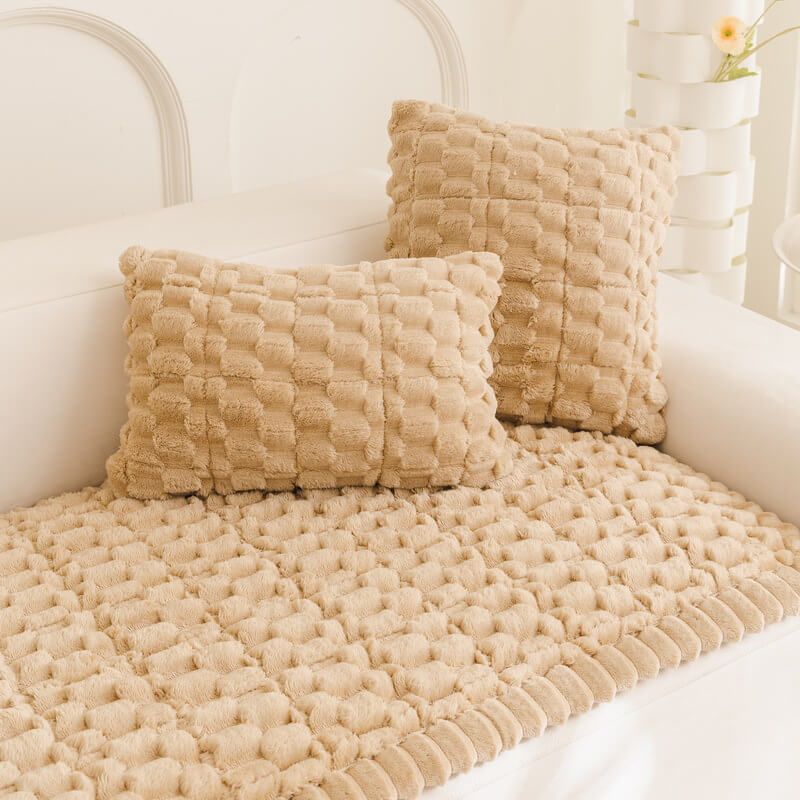 Matelas pour animaux en peluche épaisse motif nid d’abeille housse de canapé décorative douce