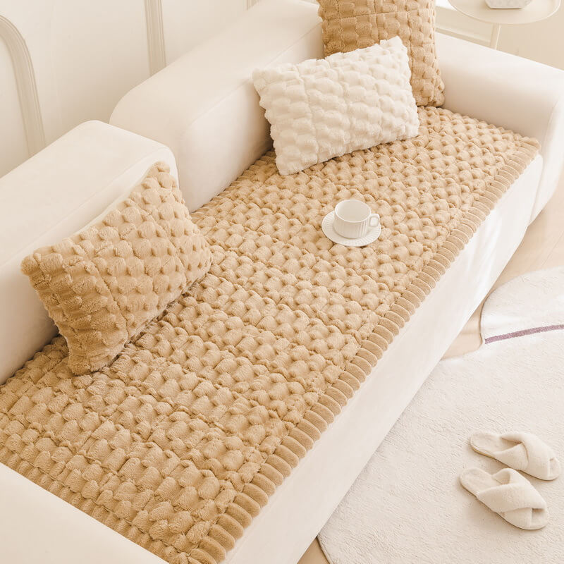 Matelas pour animaux en peluche épaisse motif nid d’abeille housse de canapé décorative douce