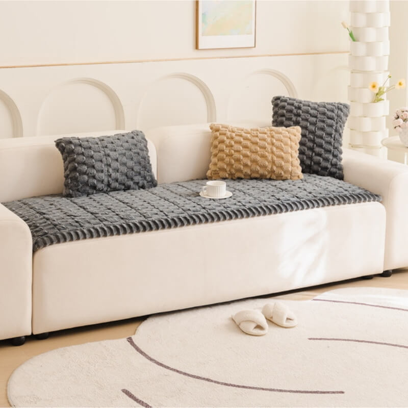 Matelas pour animaux en peluche épaisse motif nid d’abeille housse de canapé décorative douce