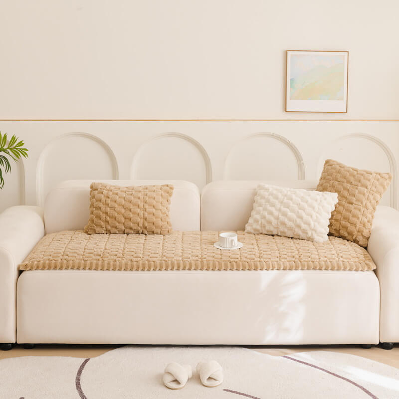 Matelas pour animaux en peluche épaisse motif nid d’abeille housse de canapé décorative douce