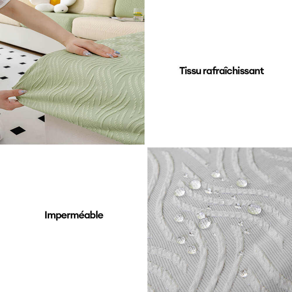 Housse de canapé extensible en soie glacée résistante à l’eau et aux taches