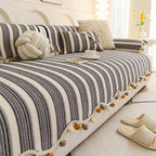 Housse de canapé de protection en chenille à contraste de couleurs irrégulier, douce pour la peau et antidérapante.