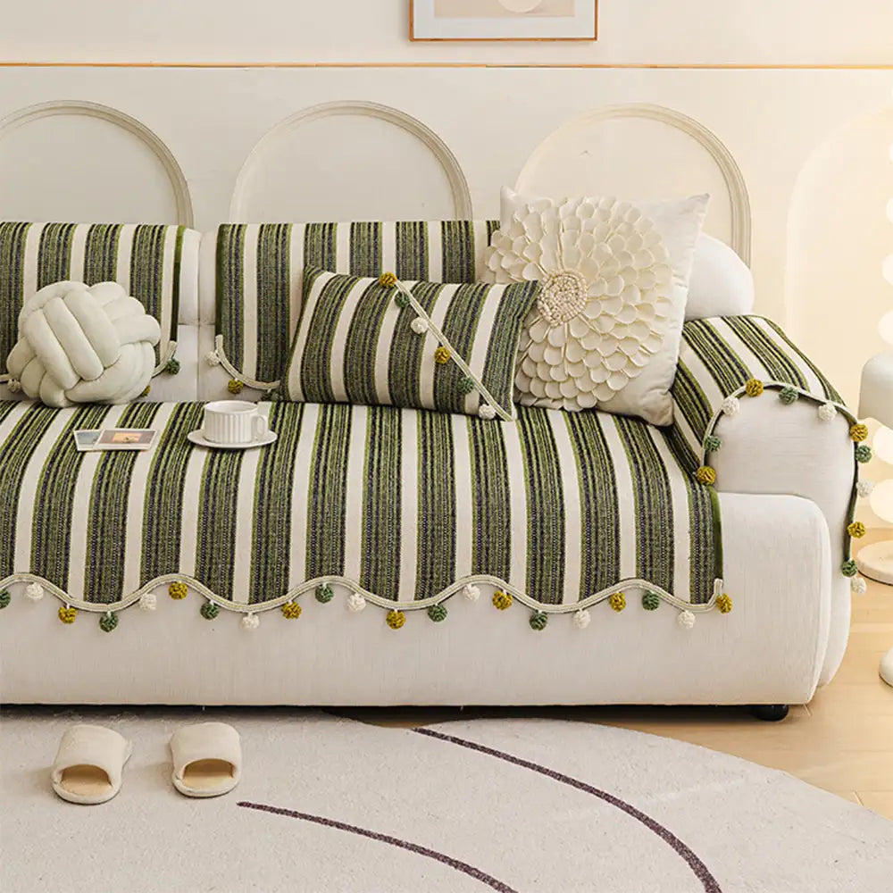 Housse de canapé de protection en chenille à contraste de couleurs irrégulier, douce pour la peau et antidérapante.