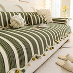 Housse de canapé de protection en chenille à contraste de couleurs irrégulier, douce pour la peau et antidérapante.