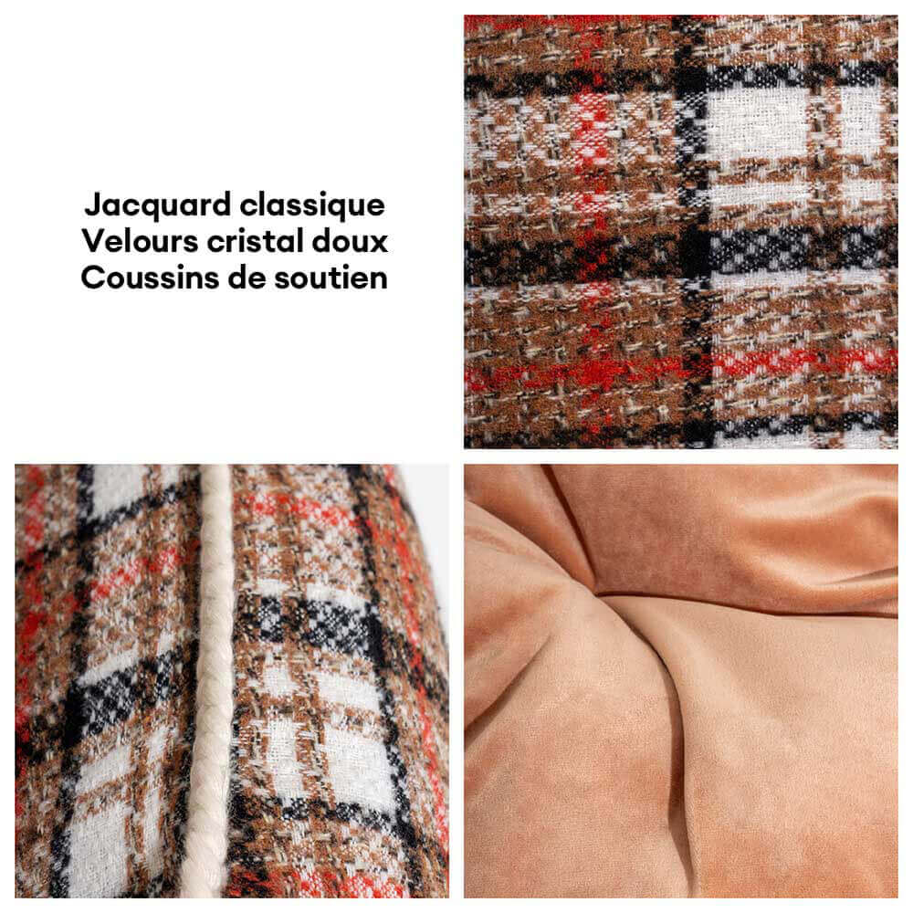 Lit pour chien apaisant amovible à carreaux rétro classique modèle - Nostalgic Retreat