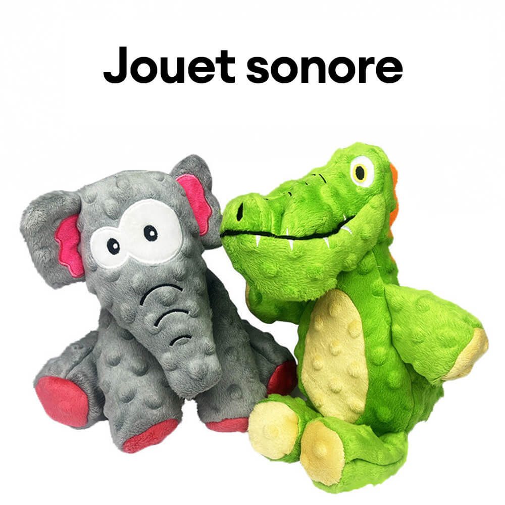 Jouet pour chien alligator résistant aux morsures avec couineur intégré
