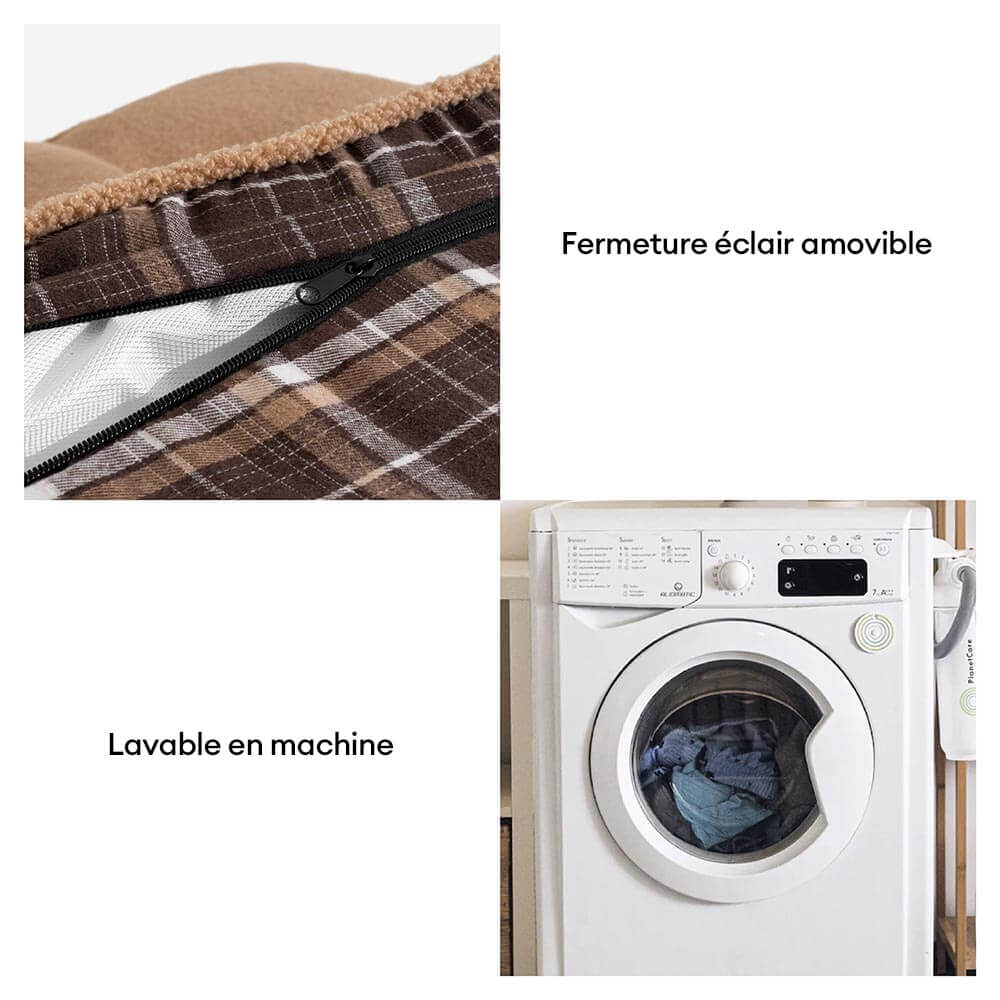 Lit rectangulaire extra-large pour chien en tissu Teddy fluffy lavable - Night-night